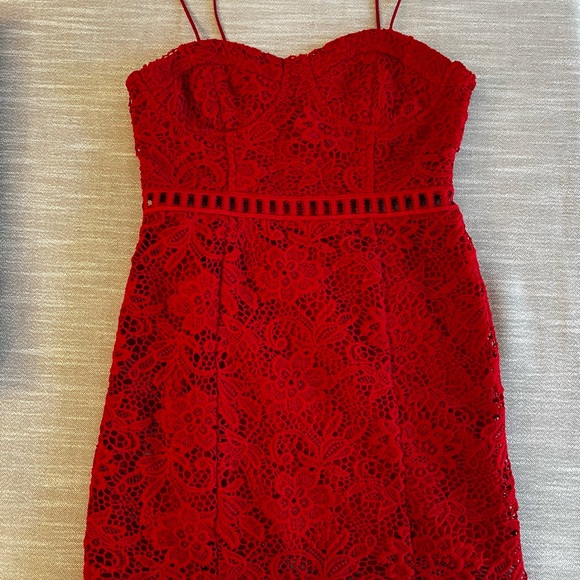 Red lace spaghetti strap mini dress Size S Small - Picture 10 of 10